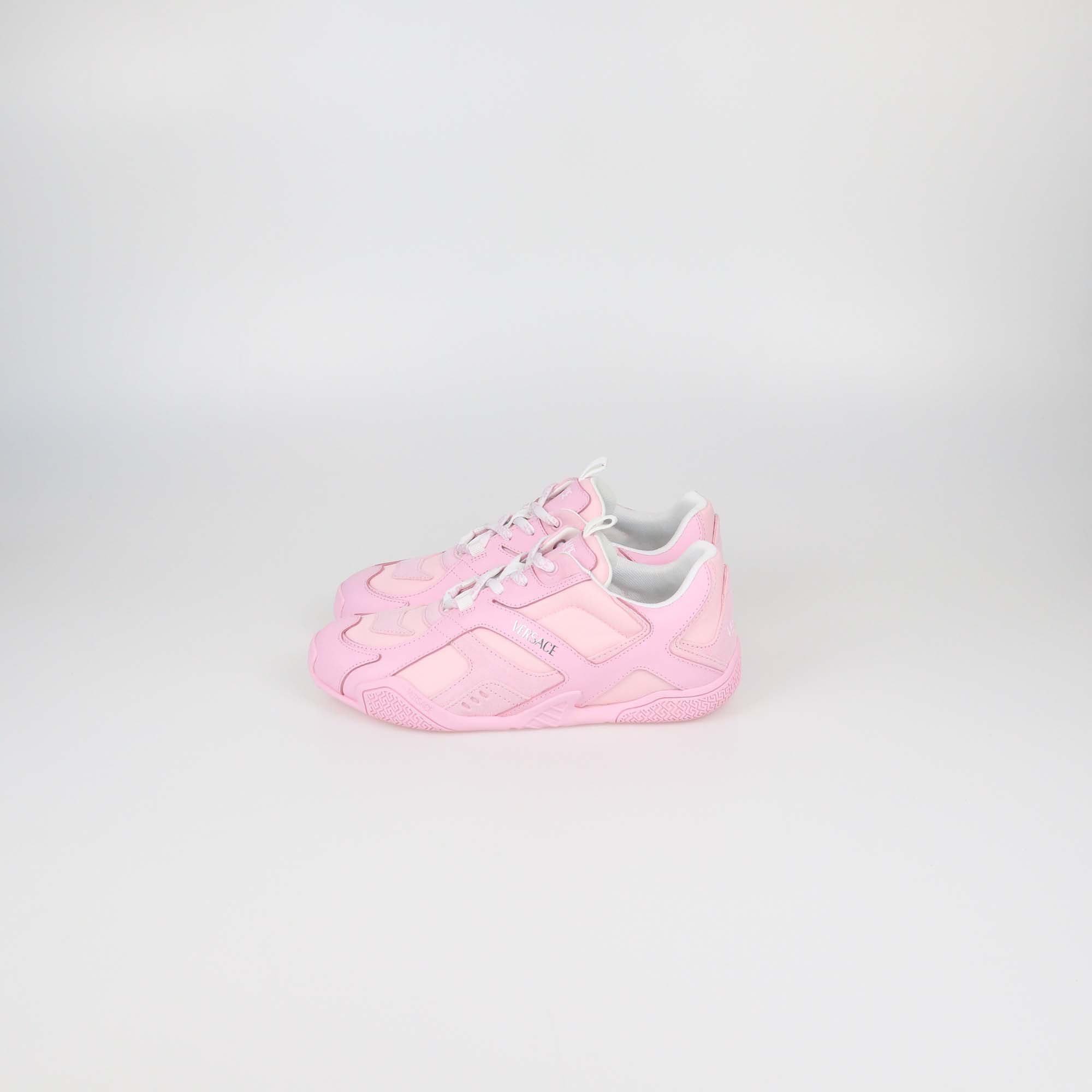 Versace Pink Leather and Nylon Galaxia Low Top Sneakers