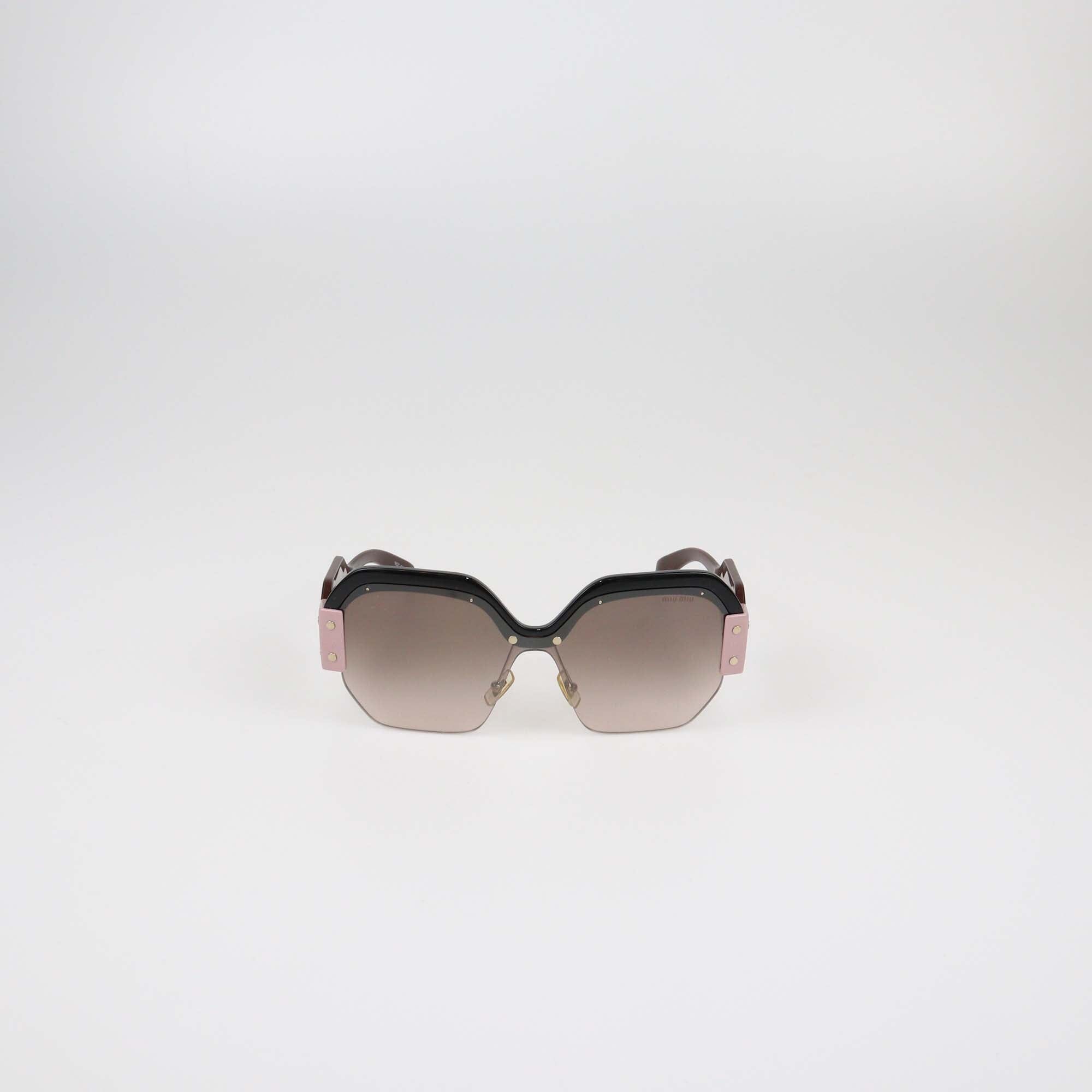 Miu Miu Tricolor/Brown Gradient Oversized Sunglasses Womens Miu Miu 