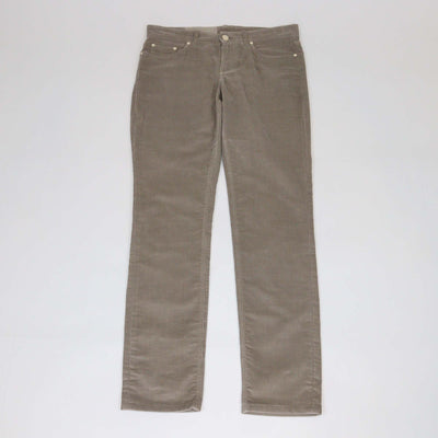 Loro Piana Dark Beige Cotton Blended Corduroy Straight Cut Trouser