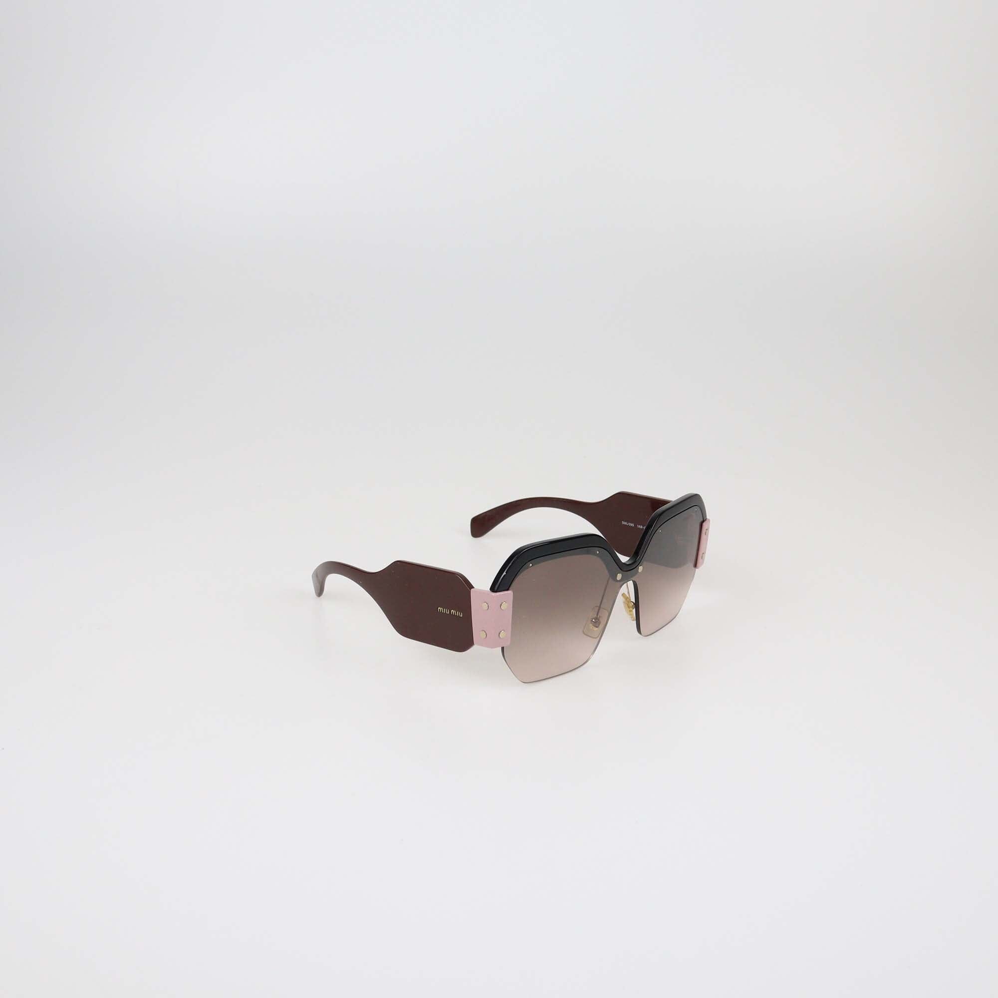 Miu Miu Tricolor/Brown Gradient Oversized Sunglasses Womens Miu Miu 