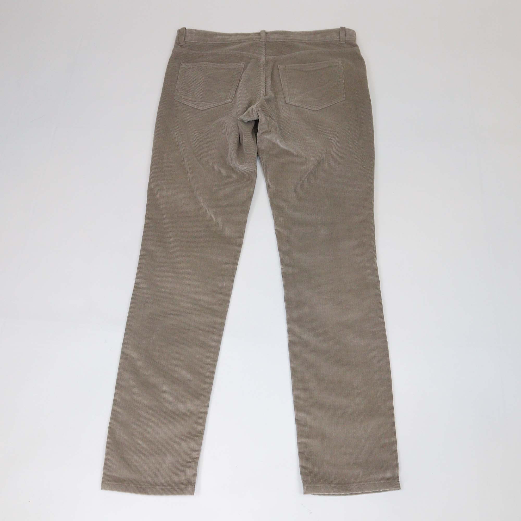 Loro Piana Dark Beige Cotton Blended Corduroy Straight Cut Trouser