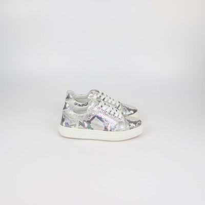 Christian Louboutin White/Metallic Multicolor Python Embossed Leather Vieirissima Sneakers