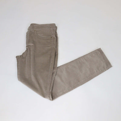 Loro Piana Dark Beige Cotton Blended Corduroy Straight Cut Trouser