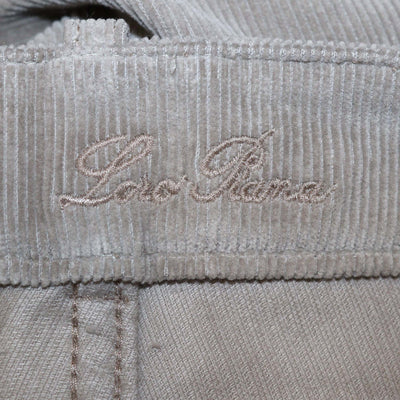 Loro Piana Dark Beige Cotton Blended Corduroy Straight Cut Trouser