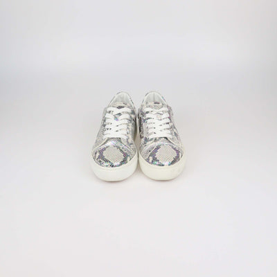 Christian Louboutin White/Metallic Multicolor Python Embossed Leather Vieirissima Sneakers