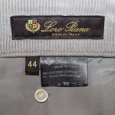 Loro Piana Dark Beige Cotton Blended Corduroy Straight Cut Trouser