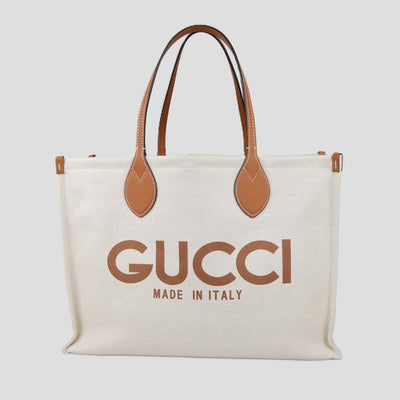 Gucci Beige/Tan Canvas Logo Print Tote
