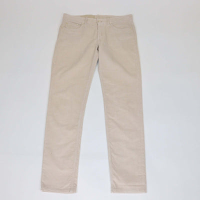 Loro Piana Light Beige Cotton Blended Corduroy Straight Cut Trouser