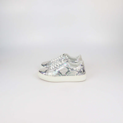 Christian Louboutin White/Metallic Multicolor Python Embossed Leather Vieirissima Sneakers