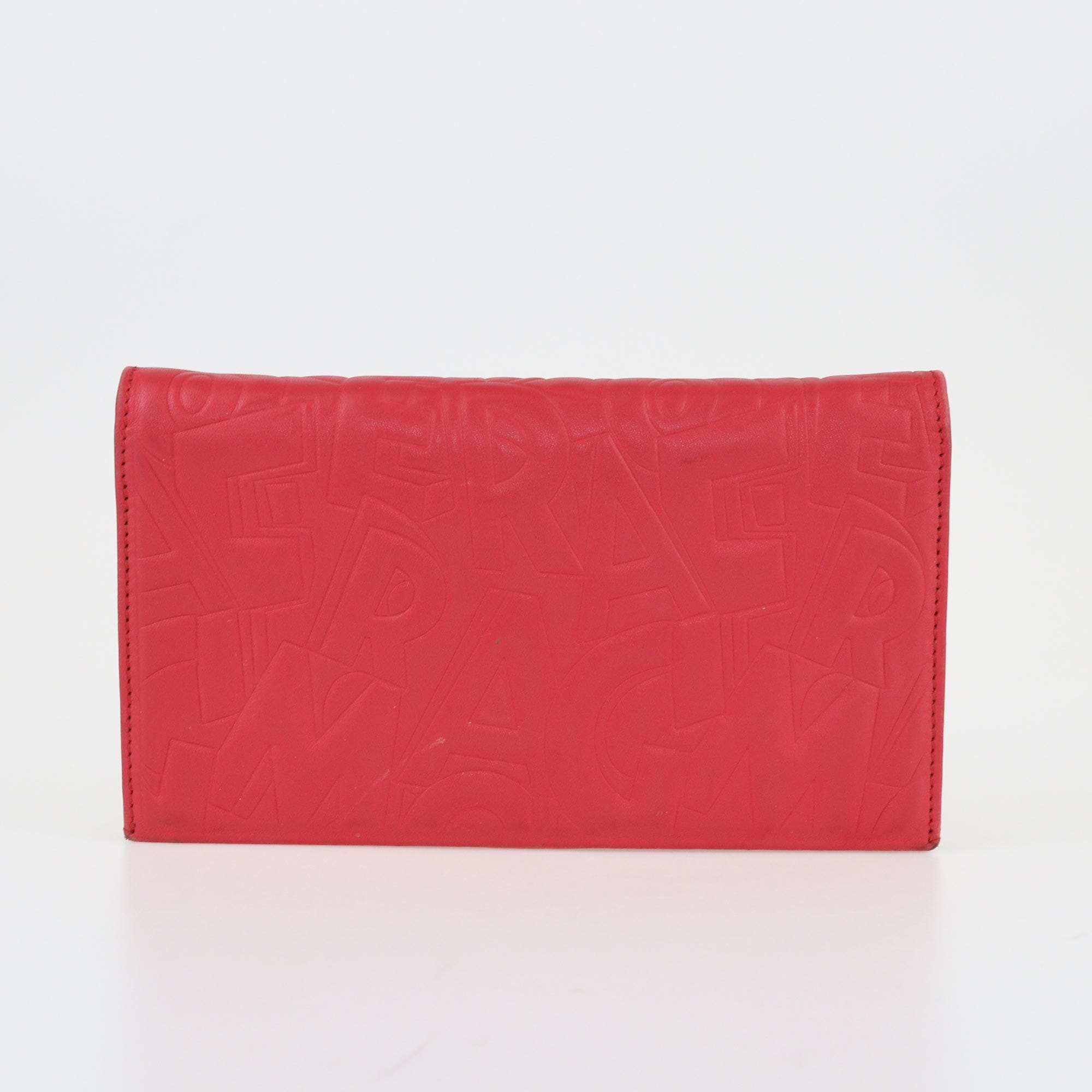 Red Embossed Chain Wallet Bags Salvatore Ferragamo 