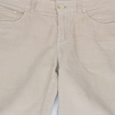 Loro Piana Light Beige Cotton Blended Corduroy Straight Cut Trouser