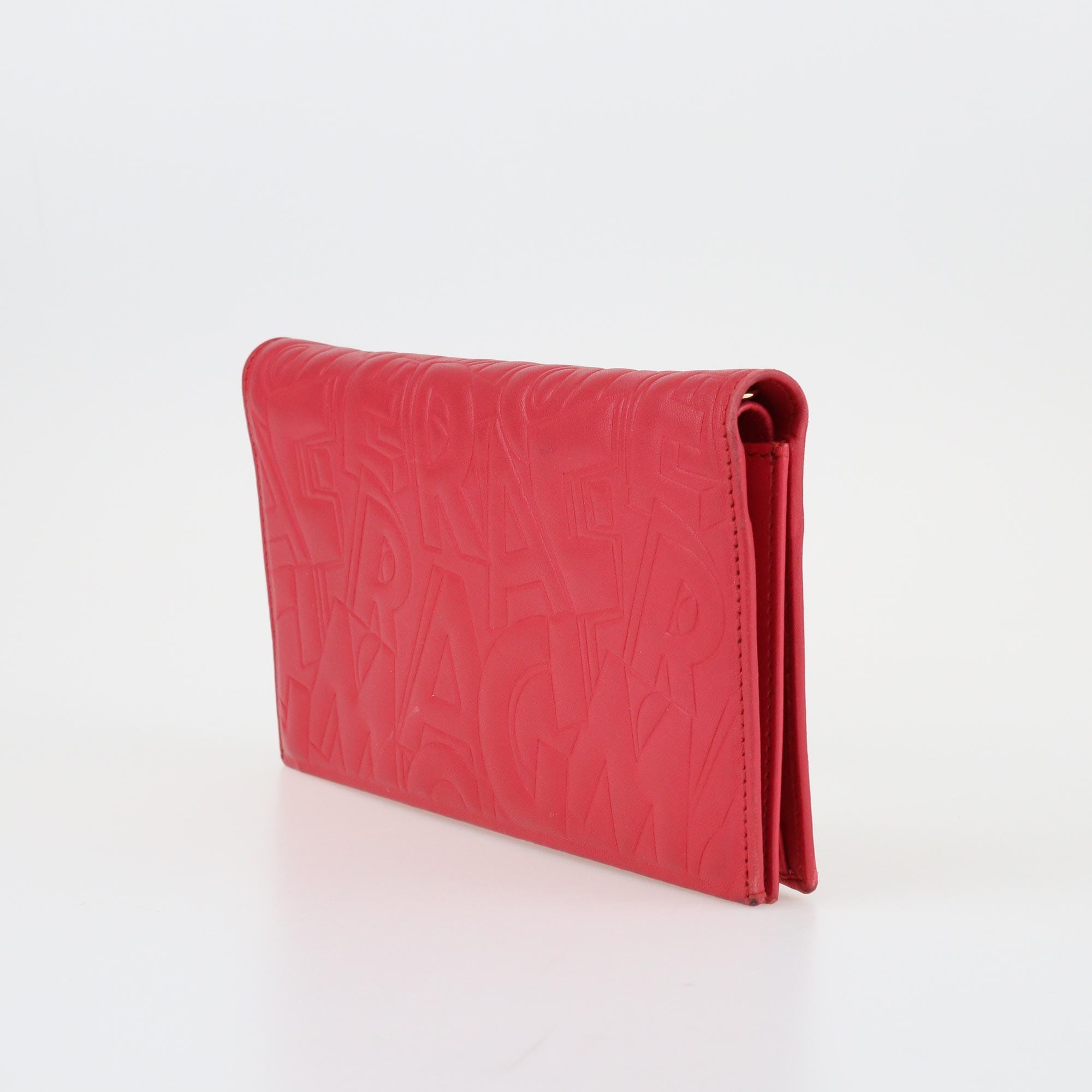 Red Embossed Chain Wallet Bags Salvatore Ferragamo 