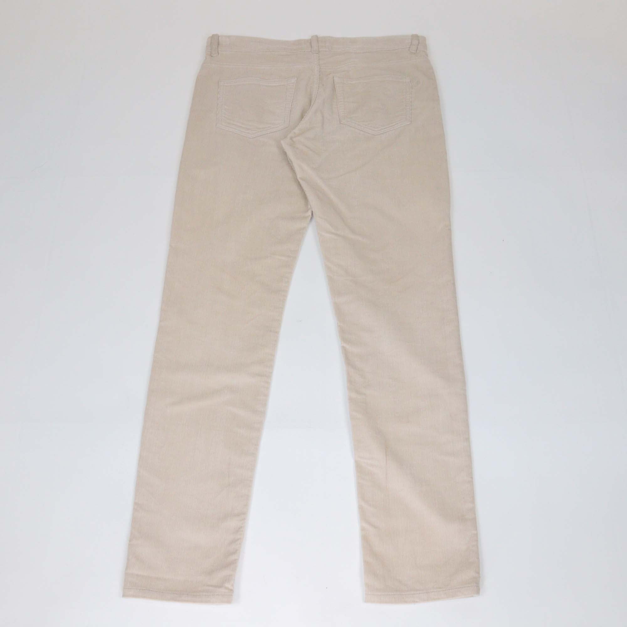 Loro Piana Light Beige Cotton Blended Corduroy Straight Cut Trouser
