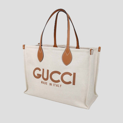 Gucci Beige/Tan Canvas Logo Print Tote
