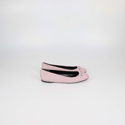 Balenciaga Pink Leather Studded Ballet Flats