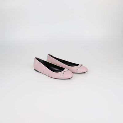 Balenciaga Pink Leather Studded Ballet Flats