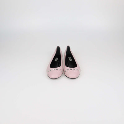 Balenciaga Pink Leather Studded Ballet Flats