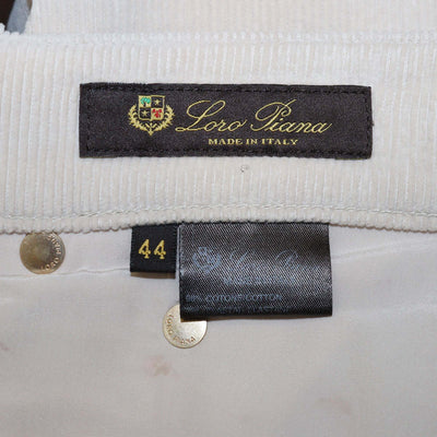 Loro Piana Light Beige Cotton Blended Corduroy Straight Cut Trouser