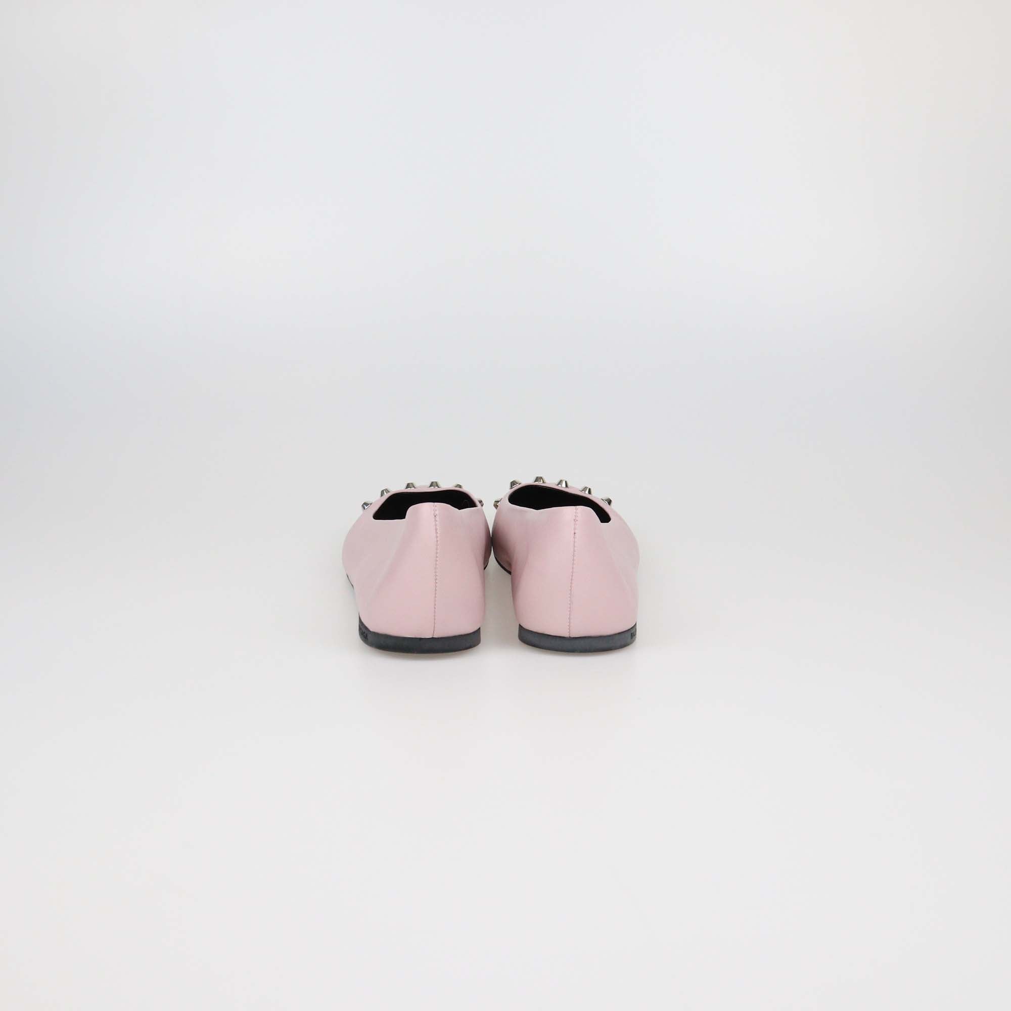 Balenciaga Pink Leather Studded Ballet Flats