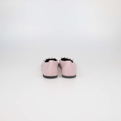 Balenciaga Pink Leather Studded Ballet Flats