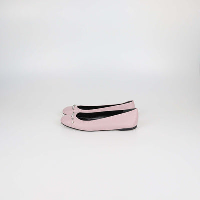 Balenciaga Pink Leather Studded Ballet Flats