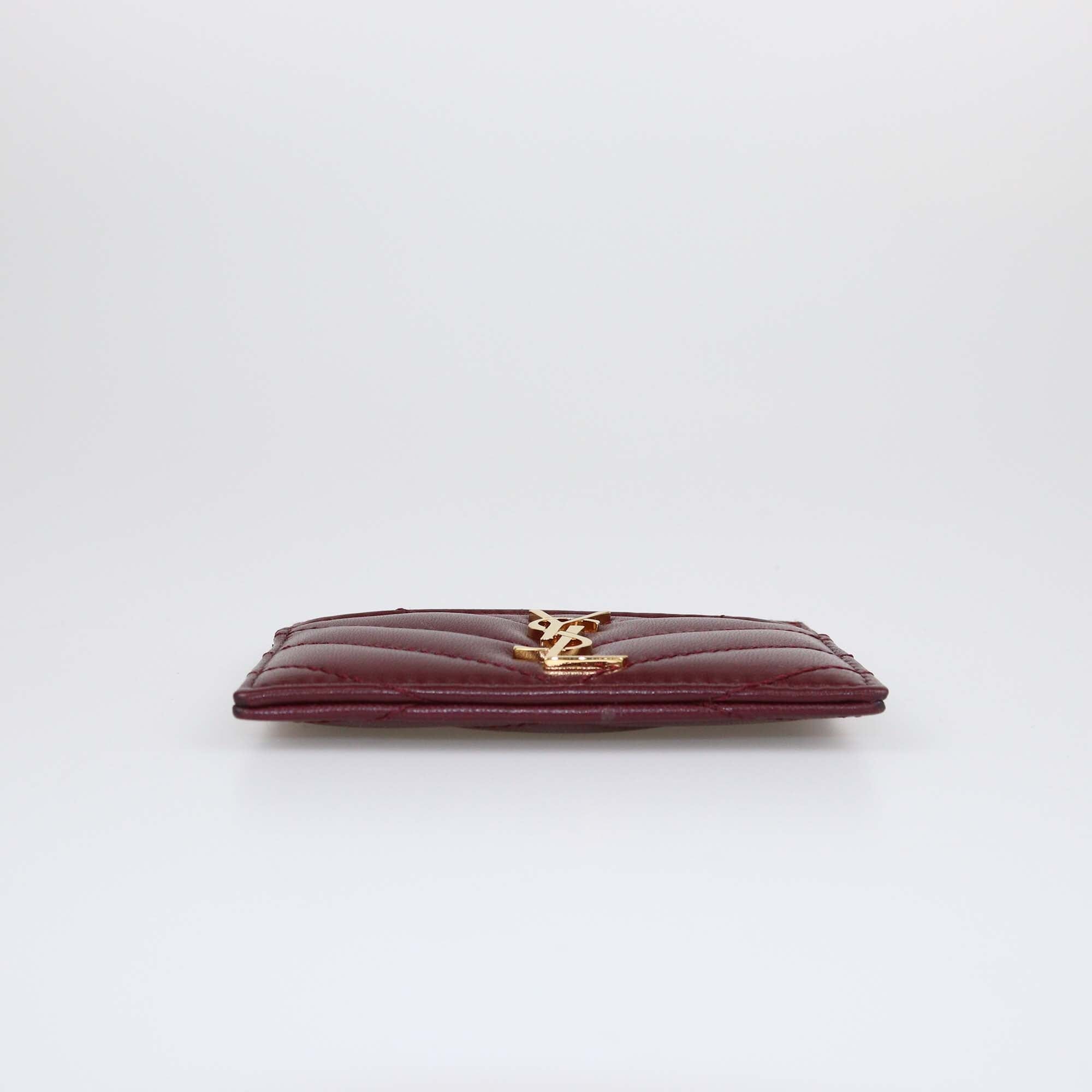 Saint Laurent Burgundy Matelassé Cassandre Card Holder Womens Saint Laurent 