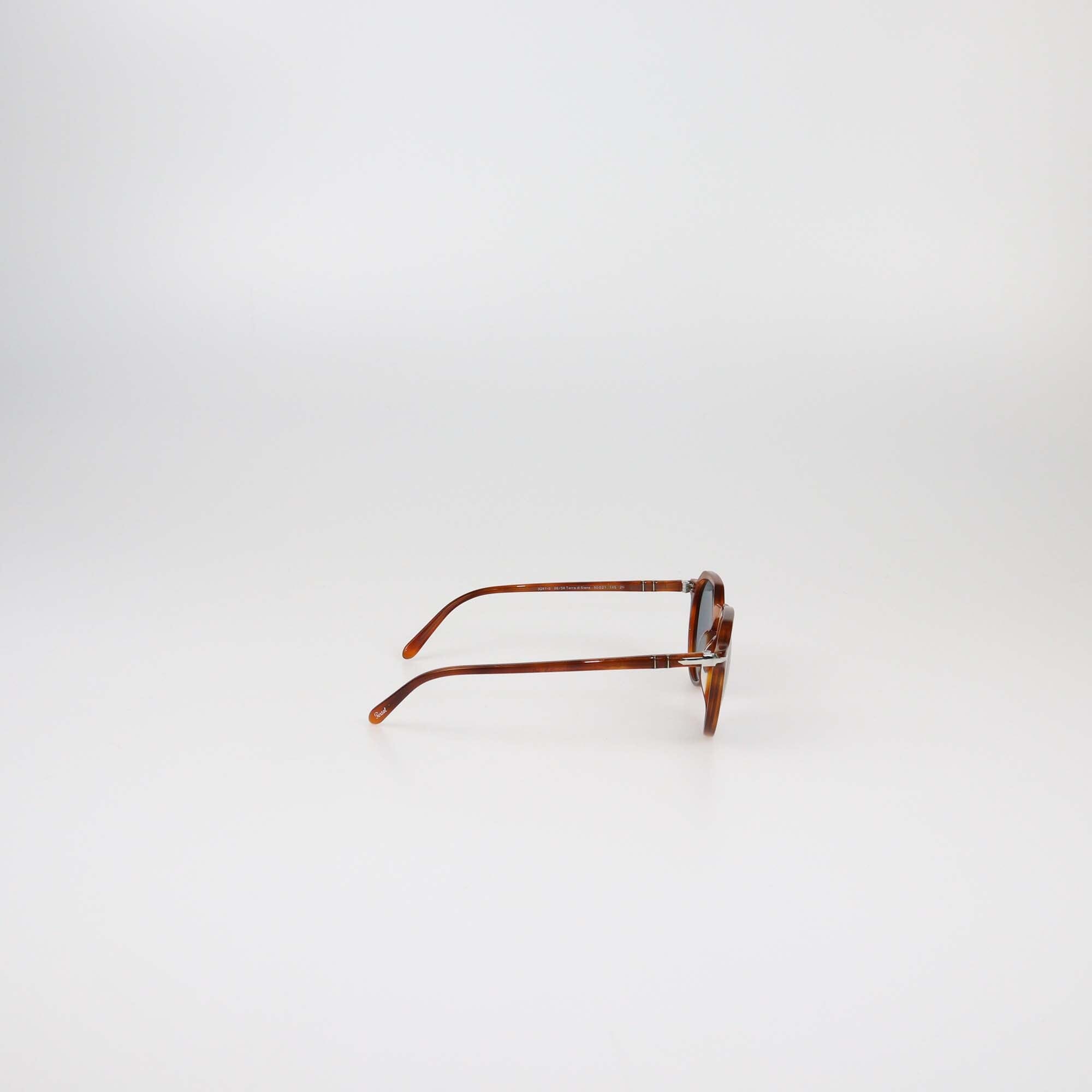 Persol Brown/Light Blue Round Sunglasses Womens Persol 