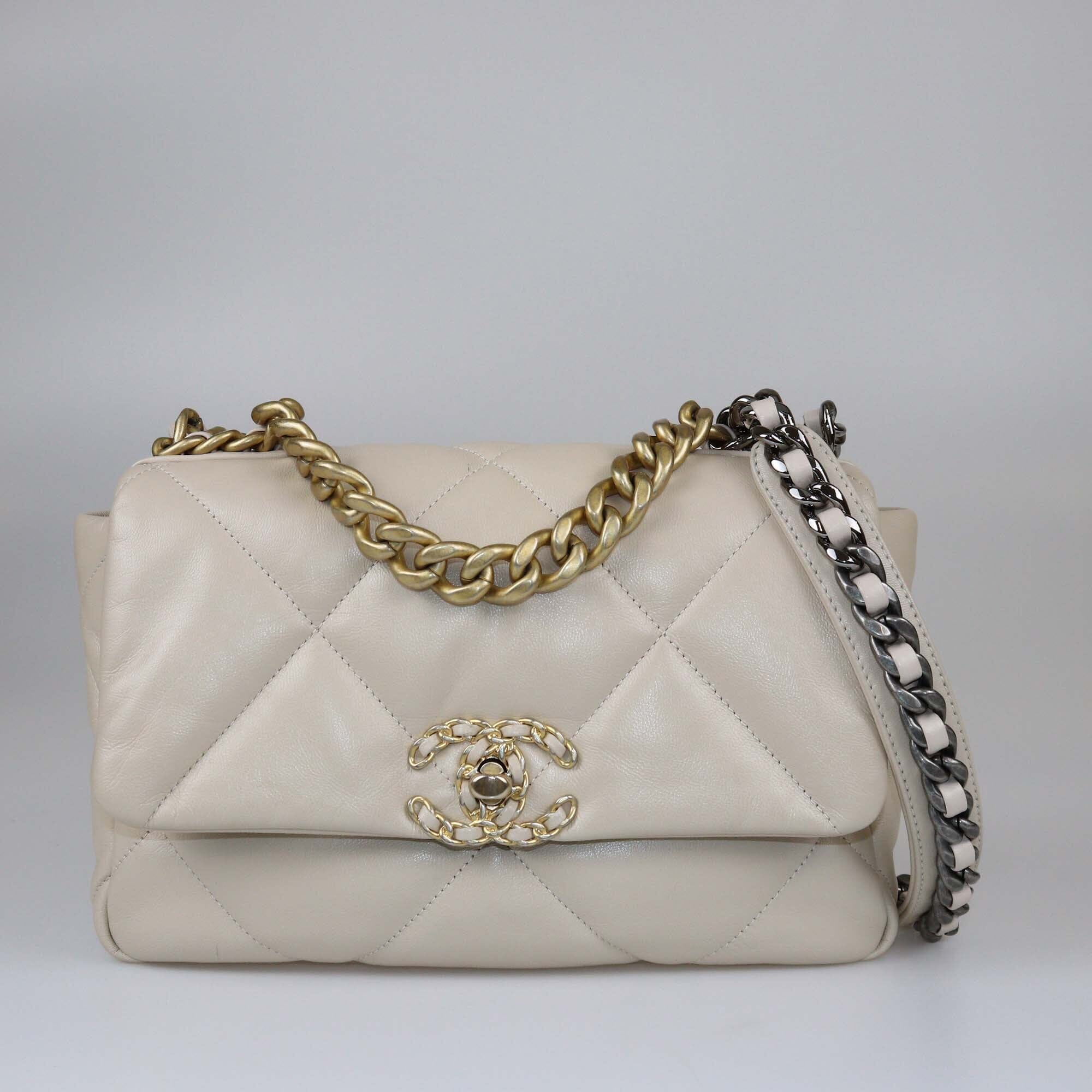 Chanel Light Beige Medium 19 Flap Bag Bags Chanel 