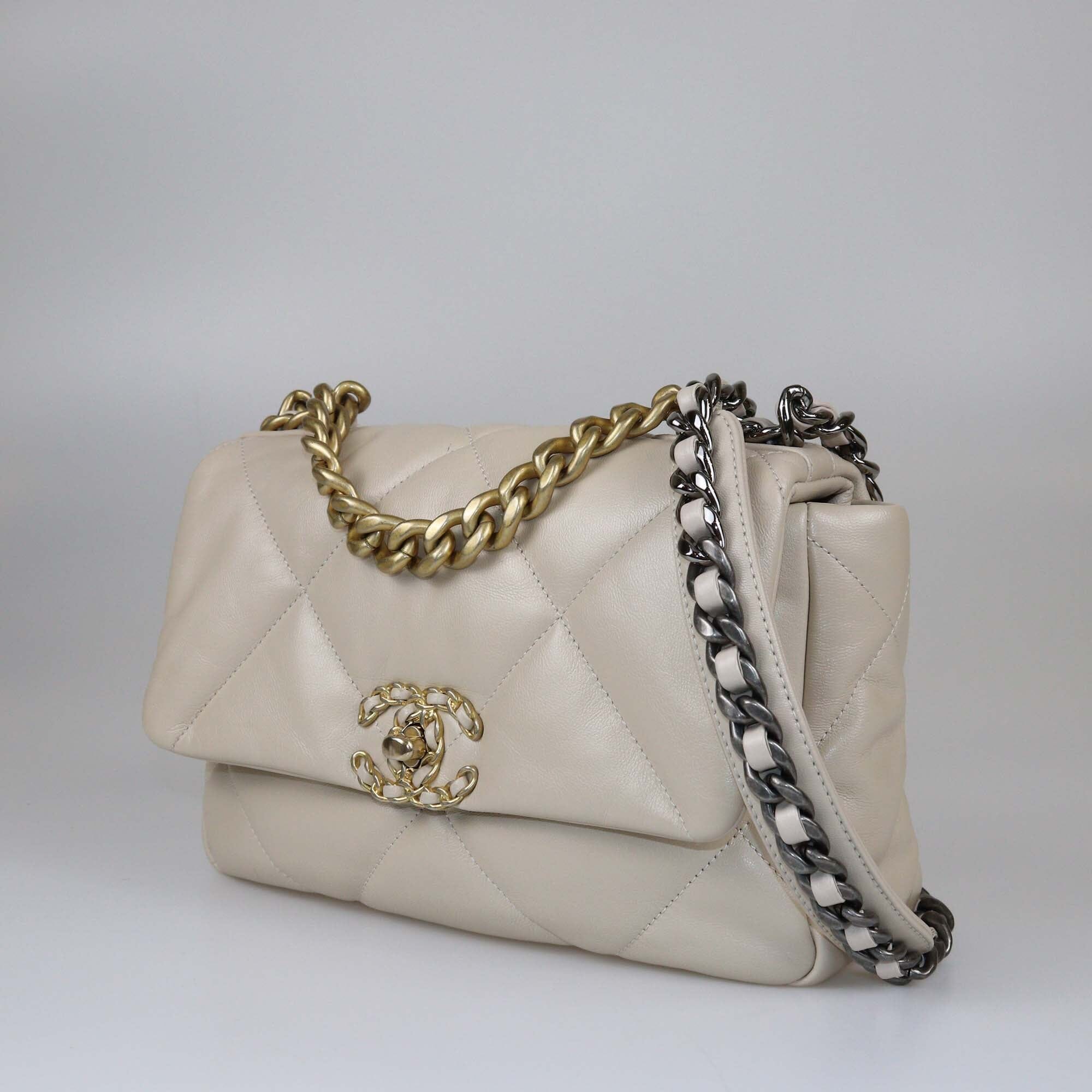 Chanel Light Beige Medium 19 Flap Bag Bags Chanel 