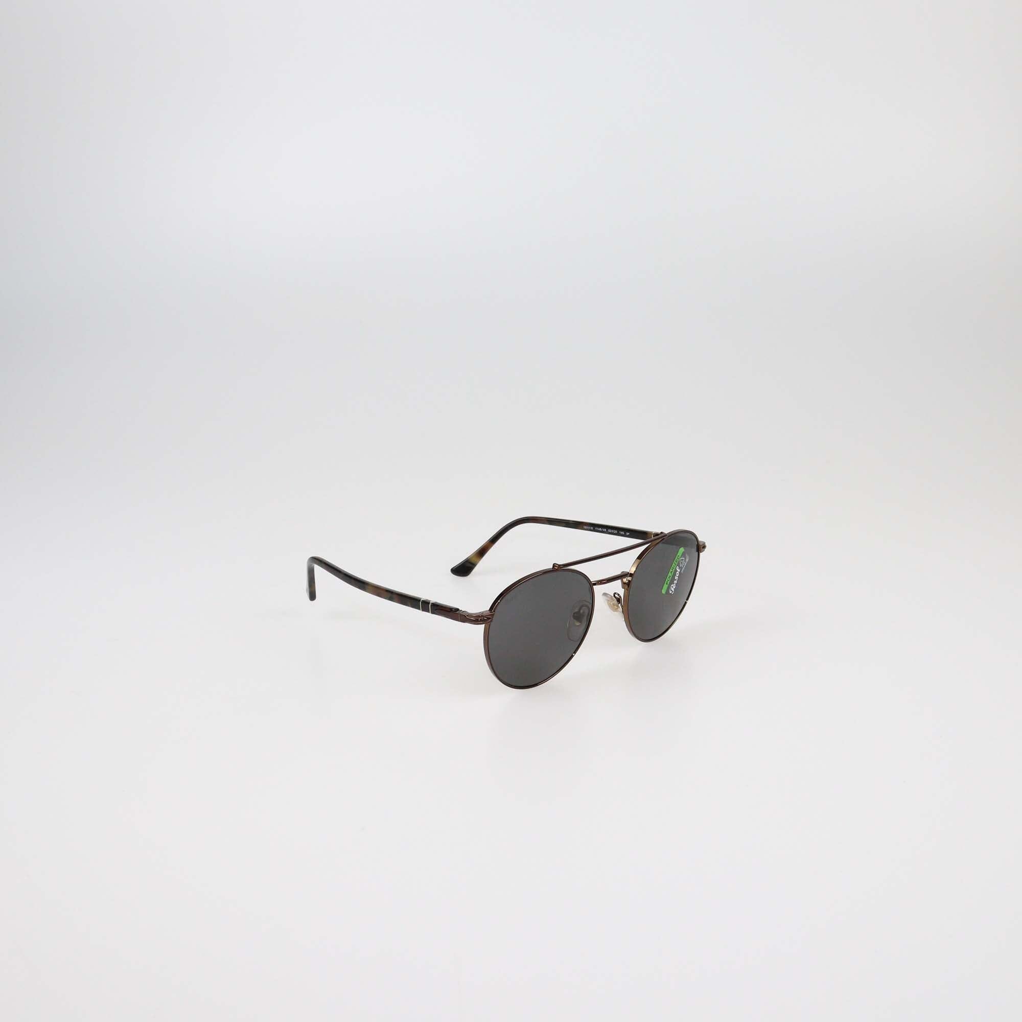 Persol Metallic Brown/Black Polarized Round Sunglasses Womens Persol 