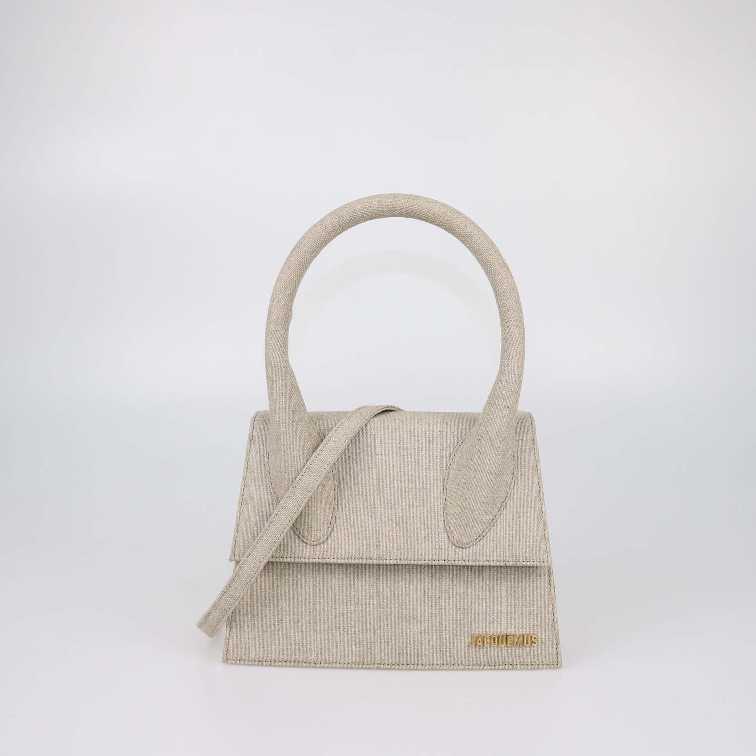 Jacquemus Beige Canvas Grand Le Chiquito Top Handle Bag