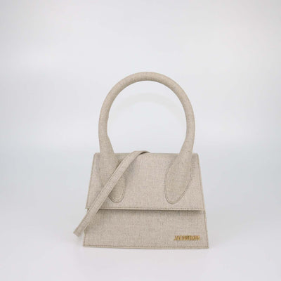 Jacquemus Beige Canvas Grand Le Chiquito Top Handle Bag
