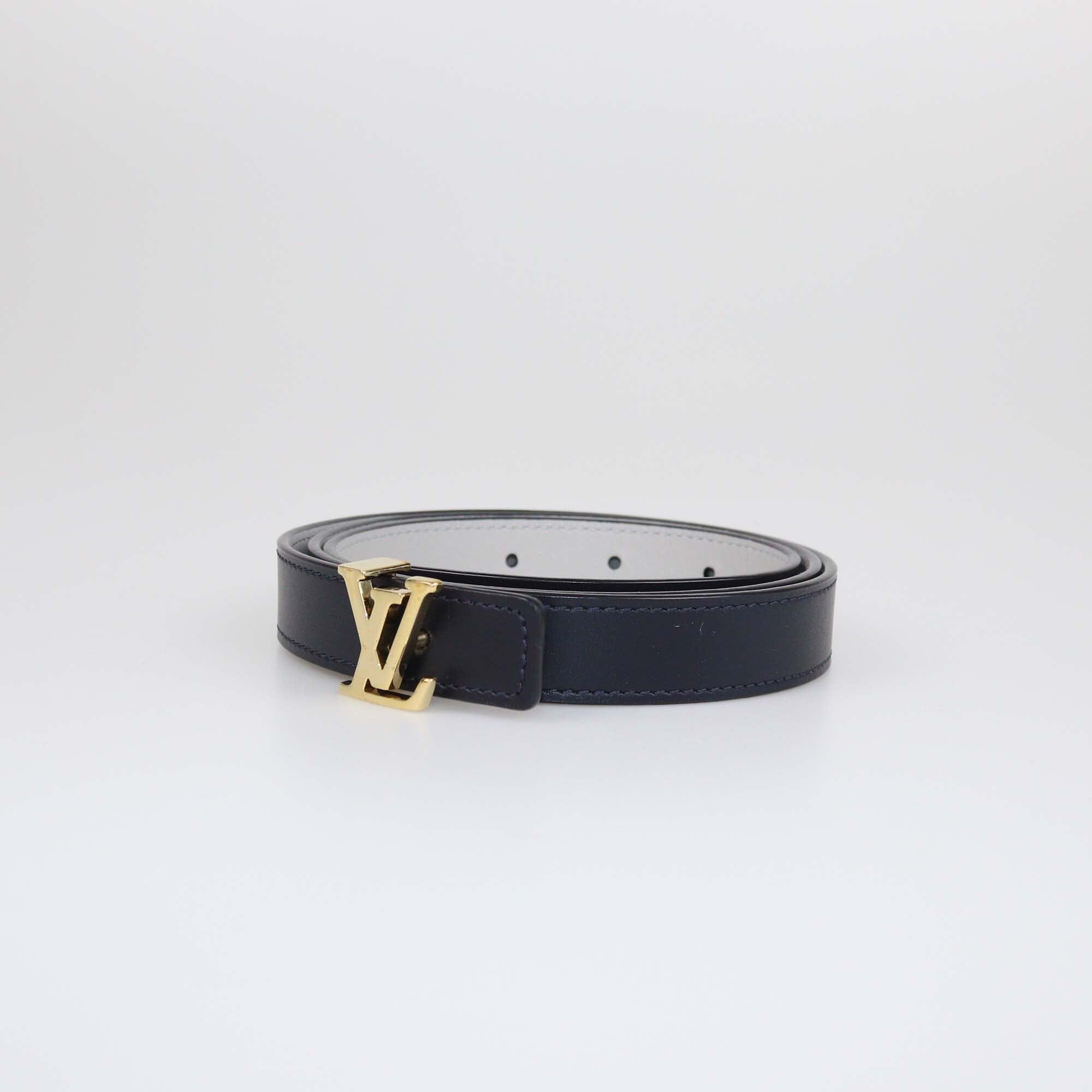 Louis Vuitton Bleu Infini/Grey Taurillion LV Initiales Reversible Belt Womens Louis Vuitton 