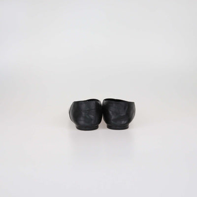 Saint Laurent Black Patent Leather Carolyn Pointed Toe Ballet Flats