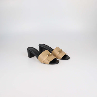 Hermes Beige Natura Leather and Lizard Gigi 50 Sandals