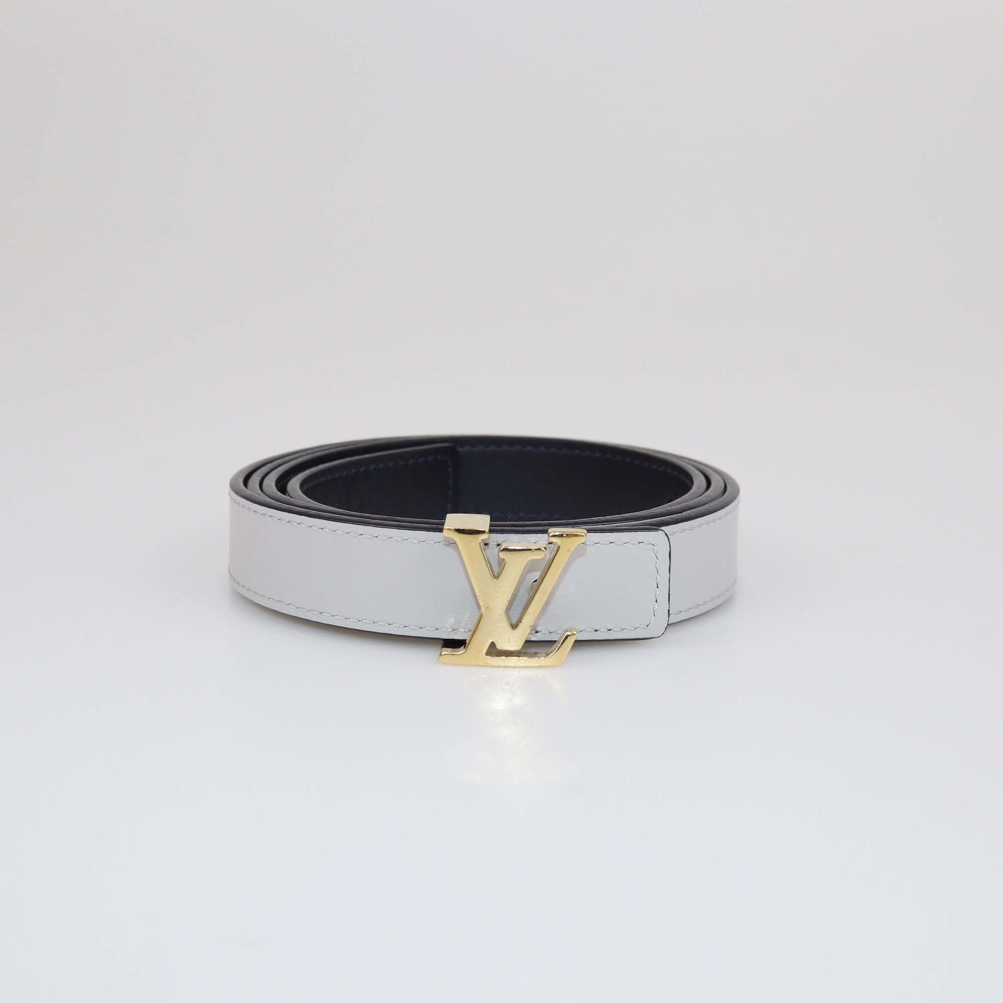 Louis Vuitton Bleu Infini/Grey Taurillion LV Initiales Reversible Belt Womens Louis Vuitton 