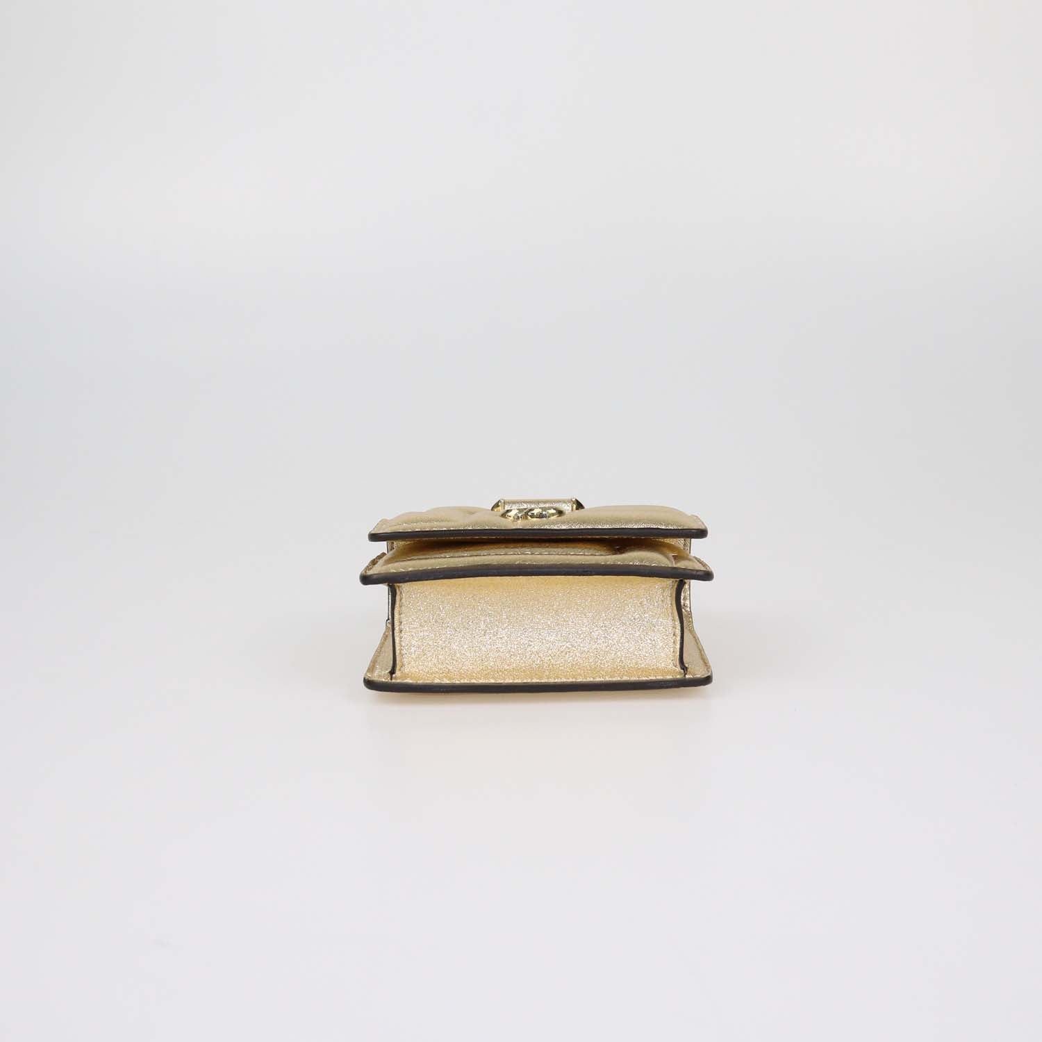 Jimmy Choo Gold Quilted Leather Micro Avanue Quad Varenne Shoulder Bag