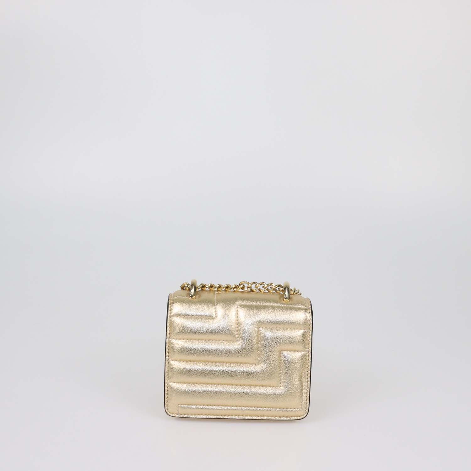 Jimmy Choo Gold Quilted Leather Micro Avanue Quad Varenne Shoulder Bag