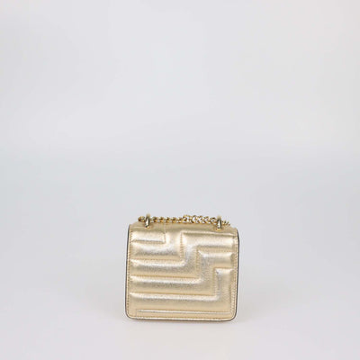 Jimmy Choo Gold Quilted Leather Micro Avanue Quad Varenne Shoulder Bag