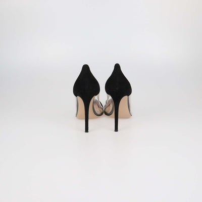 Gianvito Rossi Black/Clear PVC and Suede Plexi Pointed Toe Pumps