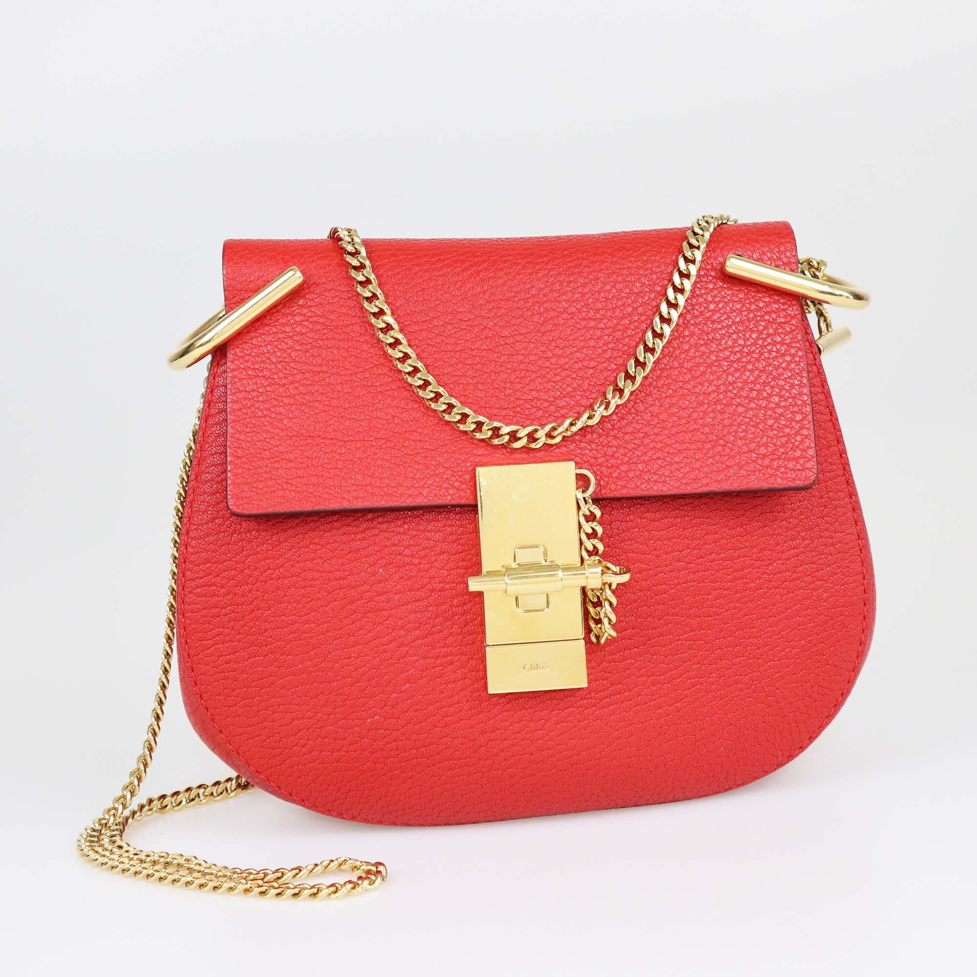 Chloe Red Small Drew Chain Crossbody Bag Womens Chloe 