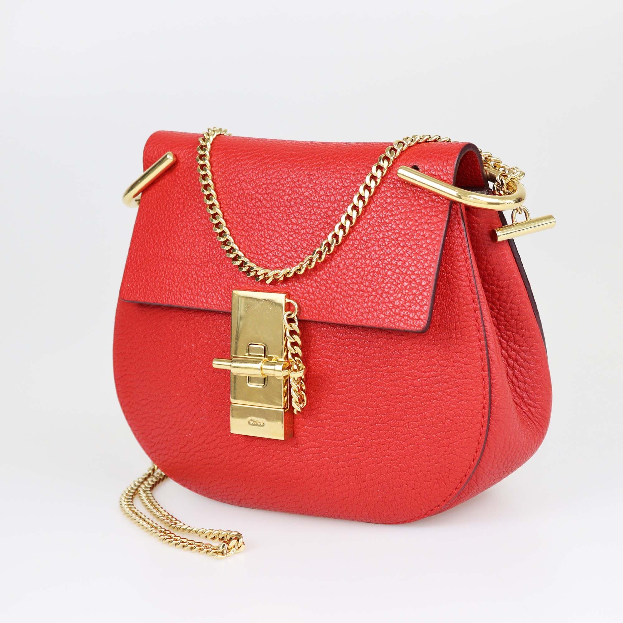 Chloe Red Small Drew Chain Crossbody Bag Womens Chloe 