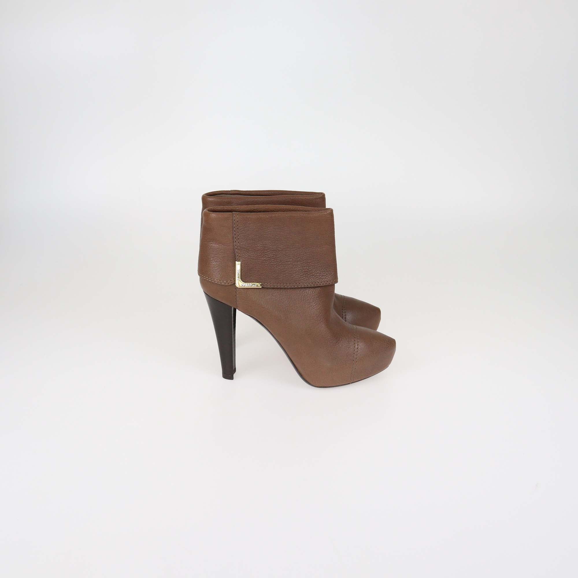 Louis Vuitton Brown Leather Queen Ankle Boots