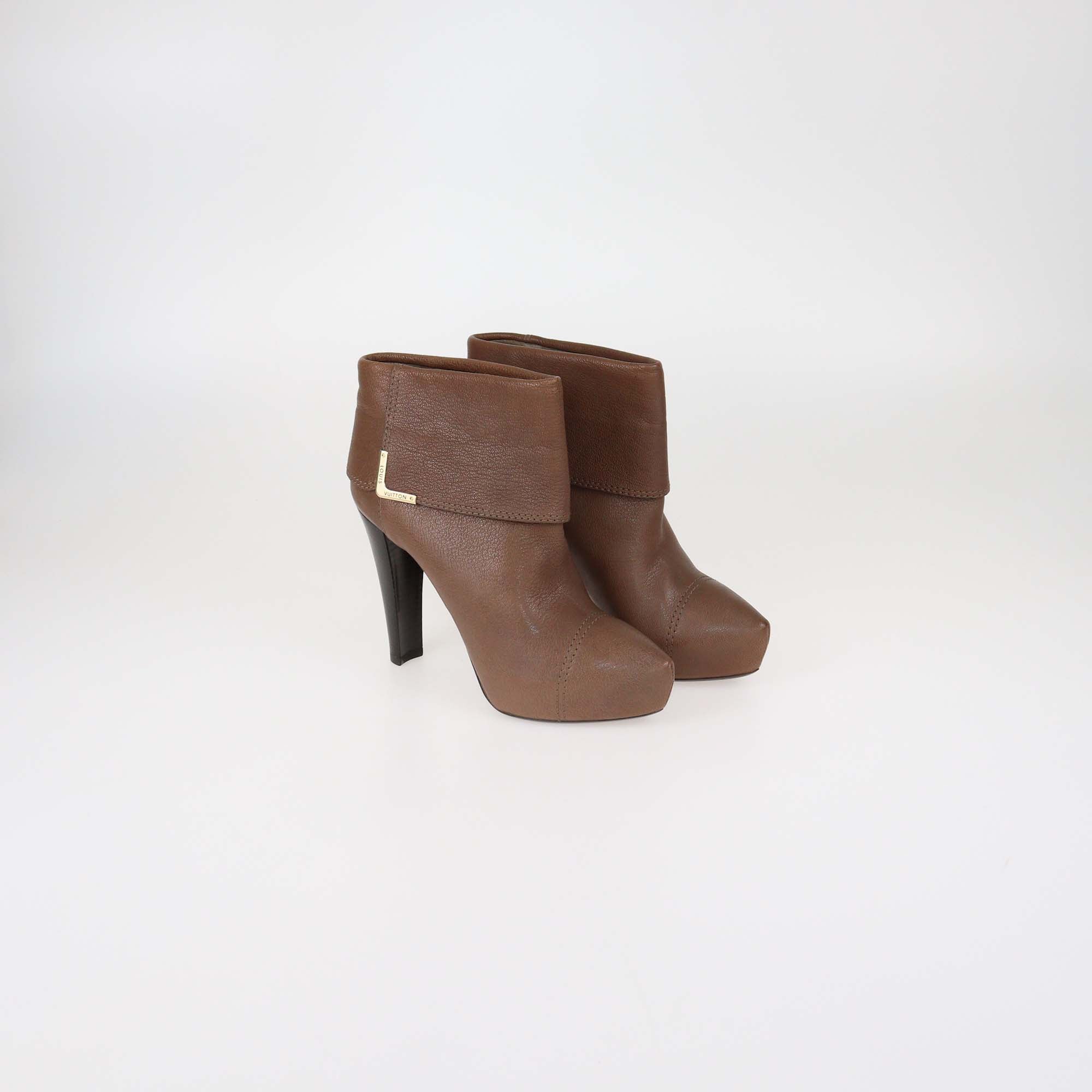 Louis Vuitton Brown Leather Queen Ankle Boots