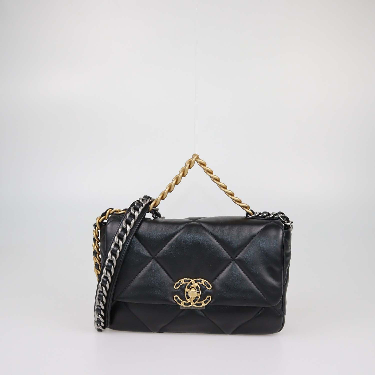 Chanel Black Quilted Leather Small 19 Flap Bag
