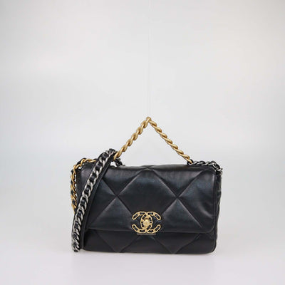 Chanel Black Quilted Leather Small 19 Flap Bag