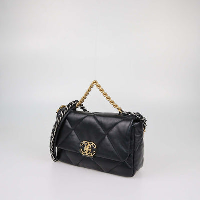 Chanel Black Quilted Leather Small 19 Flap Bag