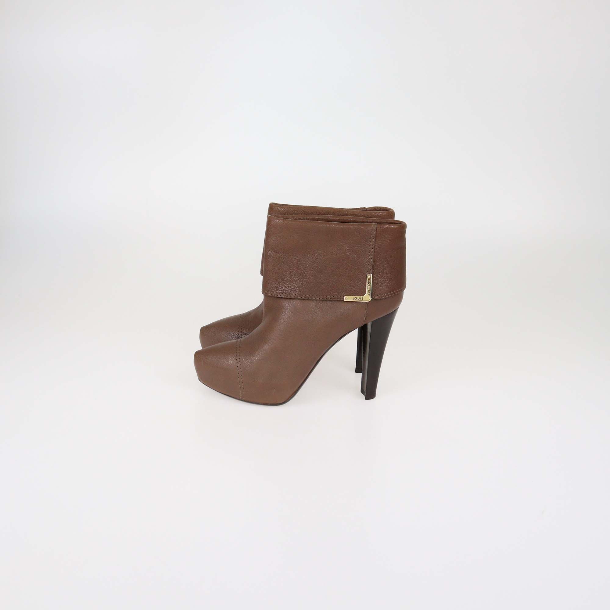 Louis Vuitton Brown Leather Queen Ankle Boots