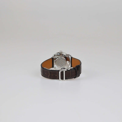 Hermes Brown Stainless Steel Alligator Leather Arceau 32 mm Watch