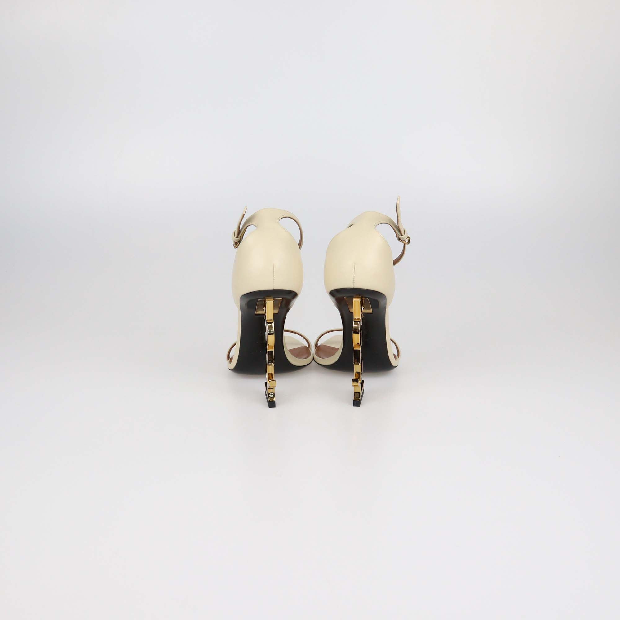 Saint Laurent Cream Leather Opyum Sandals